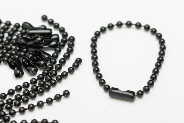 Łańcuchy kulkowe, czarne, Ø 2,4mm, długość 10cm (Nr artykułu 2101)